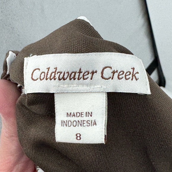 Coldwater Creek sleeveless brown spotted dress with sash women 8 - Picture 7 of 8